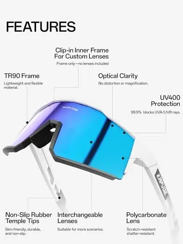 KAPVOE Polarized ko'zoynaklar 1 linzali yoki 4 linzali ayollar erkaklar uchun UV himoyasi Velosiped quyoshdan saqlaydigan ko'zoynaklar Tr90 ramkali sport velosipedi K9022 - 2