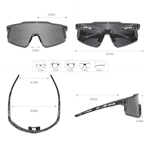 KAPVOE Polarized ko'zoynaklar 1 linzali yoki 4 linzali ayollar uchun UV himoyasi Erkaklar uchun velosiped quyoshdan saqlaydigan ko'zoynaklar Tr90 ramkali sport velosipedi K9022 - 6