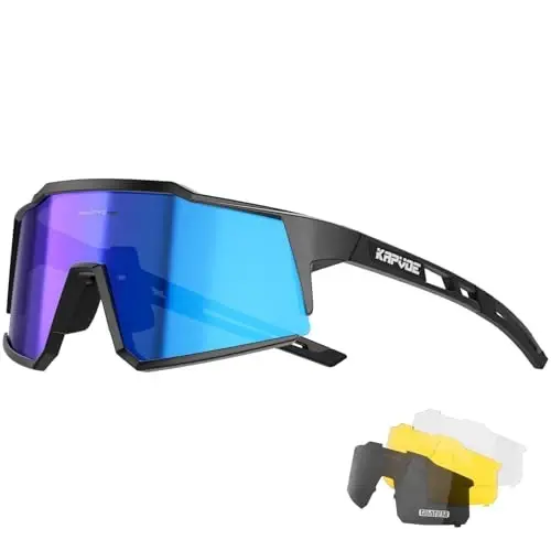 KAPVOE Polarized ko'zoynaklar 1 linzali yoki 4 linzali ayollar va erkaklar uchun UV himoyasi Velosiped quyoshdan saqlaydigan ko'zoynaklar Tr90 ramkali sport velosipedi K9022 