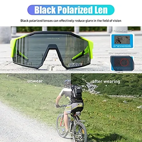 KAPVOE Polarized ko'zoynaklar 1 linzali yoki 4 linzali ayollar va erkaklar uchun UV himoyasi Velosiped quyoshdan saqlaydigan ko'zoynaklar Tr90 ramkali sport velosipedi K9022 - 3
