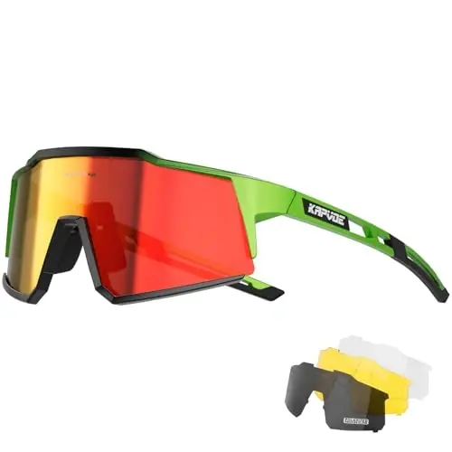 KAPVOE Polarized ko'zoynaklar 1 linzali yoki 4 linzali ayollar va erkaklar uchun UV himoyasi Velosiped quyoshdan saqlaydigan ko'zoynaklar Tr90 ramkali sport velosipedi K9022 - MODAZONE
