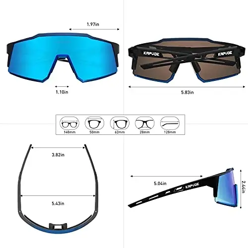 KAPVOE Polarized ko'zoynaklar 1 linzali yoki 4 linzali UV himoyasi ayollar erkaklar uchun velosiped ko'zoynaklari Tr90 ramkali sport velosipedi K9022 - 6