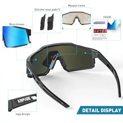 KAPVOE Polarized ko'zoynaklar 1 linzali yoki 4 linzali UV himoyasi ayollar erkaklar uchun Velosiped ko'zoynaklari Tr90 ramkali sport velosipedi K9022 - 4