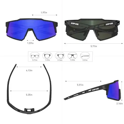 KAPVOE Polarized ko'zoynaklar 1 linzali yoki 4 linzali UV himoyasi ayollar erkaklar uchun Velosiped ko'zoynaklari Tr90 ramkali sport velosipedi K9022 - 6
