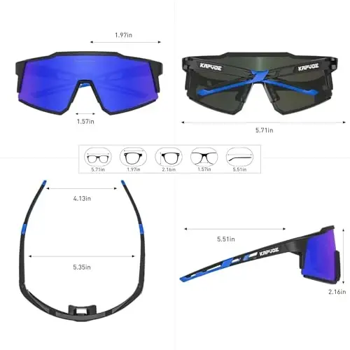 KAPVOE Polarized ko'zoynaklar 1 linzali yoki 4 linzali UV himoyasi ayollar erkaklar uchun velosiped quyoshdan saqlaydigan ko'zoynaklar Tr90 ramkali sport velosipedi K9022 - 6