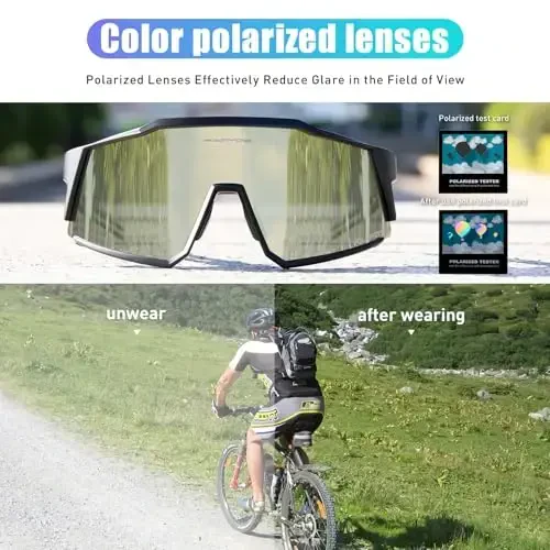 KAPVOE Polarized ko'zoynaklar 1 linzali yoki 4 linzali UV himoyasi ayollar erkaklar uchun velosiped quyoshdan saqlaydigan ko'zoynaklar Tr90 ramkali sport velosipedi K9022 - 3