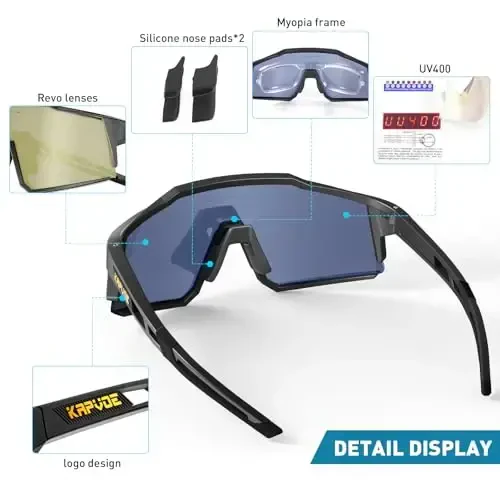 KAPVOE Polarized ko'zoynaklar 1 linzali yoki 4 linzali UV himoyasi ayollar erkaklar uchun velosiped quyoshdan saqlaydigan ko'zoynaklar Tr90 ramkali sport velosipedi K9022 - 4