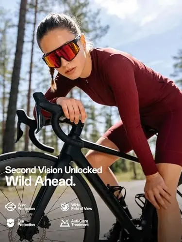 KAPVOE Polarized velosiped ko'zoynaklari 1 linza yoki 4 almashtiriladigan linzalar bilan Tr90 ramka, erkaklar va ayollar uchun sport ko'zoynaklari velosiped - 5