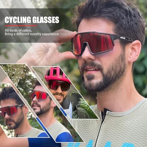KAPVOE Polarized velosiped ko'zoynaklari 1 linza yoki 4 almashtiriladigan linzalar bilan Tr90 ramka, erkaklar va ayollar uchun sport ko'zoynaklari velosiped - 6