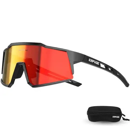 KAPVOE Polarized velosiped ko'zoynaklari, 1 ta linza yoki 4 ta almashtiriladigan linzalar bilan, Tr90 ramka, erkaklar va ayollar uchun sport ko'zoynaklari, velosiped - 1