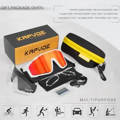 KAPVOE Polarized Velosiped ko'zoynaklari Erkaklar Ayollar Tog' Velosiped ko'zoynaklari MTB TR90 Sport Quyoshdan saqlaydigan ko'zoynaklar Yugurish Velosiped K76 - 6