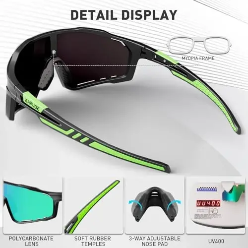 KAPVOE Polarized velosiped ko'zoynaklari erkaklar ayollar tog' velosiped ko'zoynaklari MTB TR90 sport quyoshdan saqlaydigan ko'zoynaklar yugurish velosipedi K76 - 4