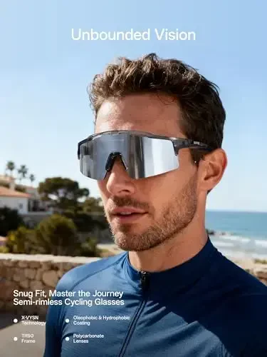 KAPVOE поляризацияланган велосипед кўзойнаклари Эркаклар ва аёллар учун спорт қуёшдан ҳимоя кўзойнаклари, UV400 MTB велосипед тоғ велосипеди кўзойнаклари 3 линзали K75 - 2