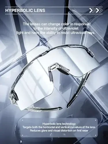KAPVOE поляризацияланган велосипед кўзойнаклари Эркаклар ва аёллар учун спорт қуёшдан ҳимоя кўзойнаклари, UV400 MTB велосипед тоғ велосипеди кўзойнаклари 3 линзали K75 - 4