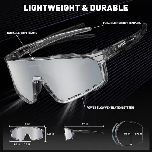 KAPVOE Поляризованные велосипедные очки Мужские Женские очки для маунтинбайка МТБ Очки для езды TR90 Спортивные солнцезащитные очки Бег Велосипед K76 - 5