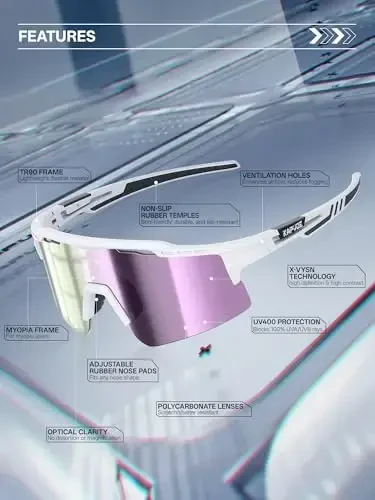 KAPVOE Поляризованные велосипедные очки спортивные солнцезащитные очки для мужчин женщин, UV400 MTB велосипедные горные очки с 3 линзами K75 - 3