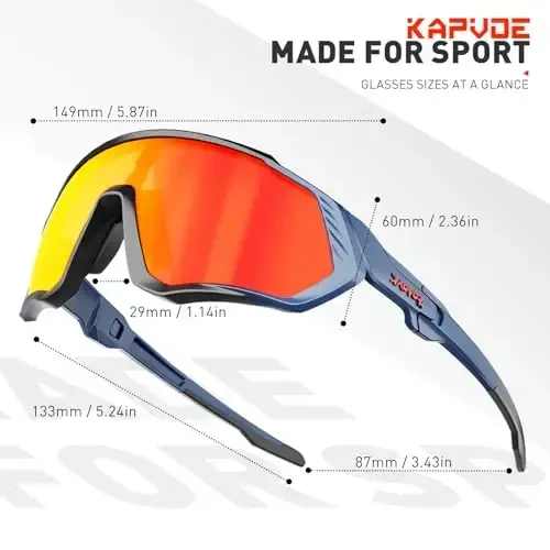 KAPVOE Velosiped ko'zoynaklari Erkaklar Ayollar Polarizatsiyalangan Sport Quyoshdan saqlaydigan ko'zoynaklar 1 linzali yoki 5 linzali MTB Tog' velosipedlari uchun ko'zoynak - K9408 - 5
