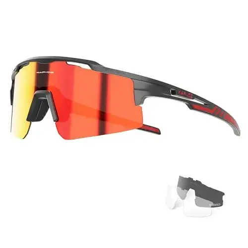 KAPVOE Velosiped Ko'zoynaklari Sport Ko'zoynaklari Erkaklar Ayollar Uchun, Polyarizatsiyalangan UV400 MTB Velosiped Tog' Velosipedlari Ko'zoynaklari 3 Linzali 