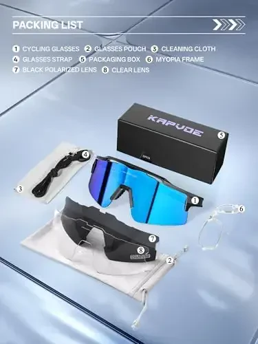 KAPVOE Velosiped Ko'zoynaklari Sport Ko'zoynaklari Erkaklar va Ayollar uchun, Polyarizatsiya qilingan UV400 MTB Velosiped Tog' Velosipedi Ko'zoynaklari 3 ta Linzalar bilan - 6