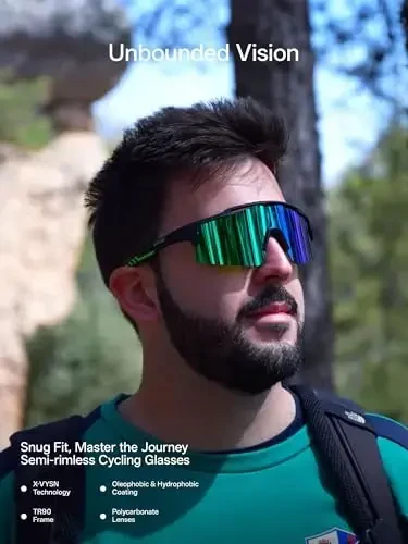 KAPVOE Velosiped Ko'zoynaklari Sport Quyosh Ko'zoynaklari Erkaklar va Ayollar uchun, Polyarizatsiyalangan UV400 MTB Velosiped Tog' Velosipedi Ko'zoynaklari 3 Linzali - 2