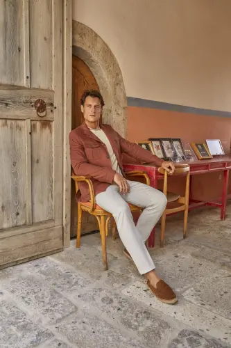 Karamtiq Slim Fit Chankali Zigʻir Paxtali Mavsumiy Safari Kurtka - JAKAMEN (1)