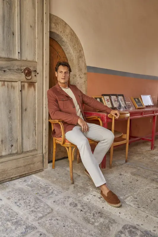 Karamtiq Slim Fit Chankali Zigʻir Paxtali Mavsumiy Safari Kurtka - 2