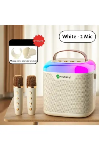 Karaoke Bluetooth Hoparlör – Kablosuz, Rgb Işıklı, 2 Mikrofonlu, Taşınabilir Eğlence Sistemi - Altın - 8