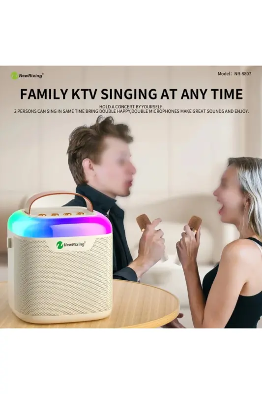 Karaoke Bluetooth Hoparlör – Kablosuz, Rgb Işıklı, 2 Mikrofonlu, Taşınabilir Eğlence Sistemi-Lacivert - 7