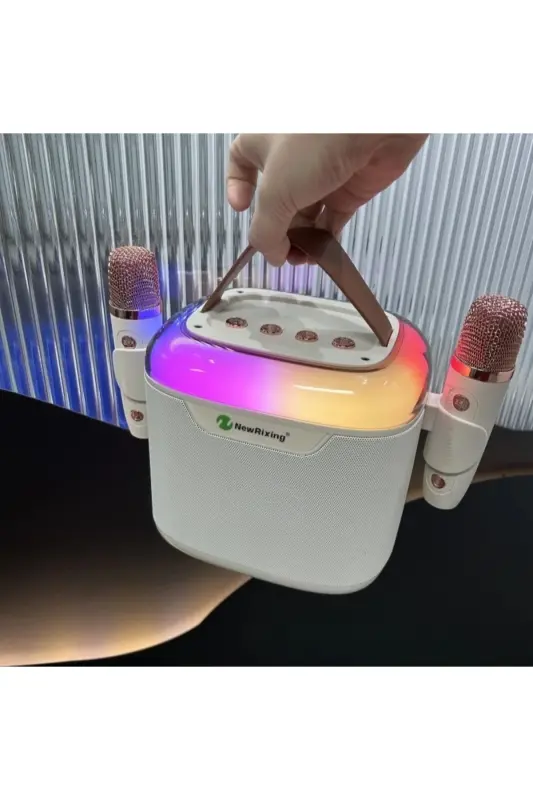 Karaoke Bluetooth Hoparlör – Kablosuz, Rgb Işıklı, 2 Mikrofonlu, Taşınabilir Eğlence Sistemi - Lacivert - 4