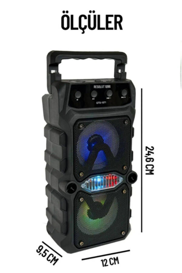 Karaoke Bluetooth karnaylar, telefon stendi, simsiz subwoofer, RGB yoritgich, FM, SD, mikrofonli ovoz kuchaytirgich - 3