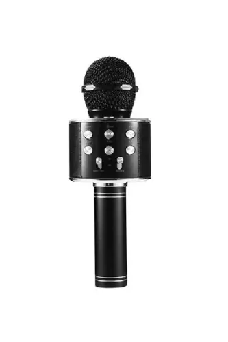 Karaoke Bluetooth Microphone Speaker with USB Flash Support Ws-858-BLACK 