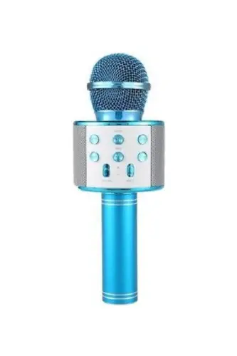 Karaoke Bluetooth Mikrofon Hoparlörlü Usb Flash Destekli Ws-858-MAVİ 