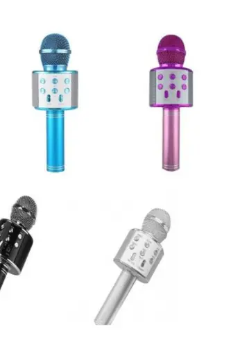 Karaoke Bluetooth Mikrofon Hoparlörlü Usb Flash Destekli Ws-858-MAVİ - 4