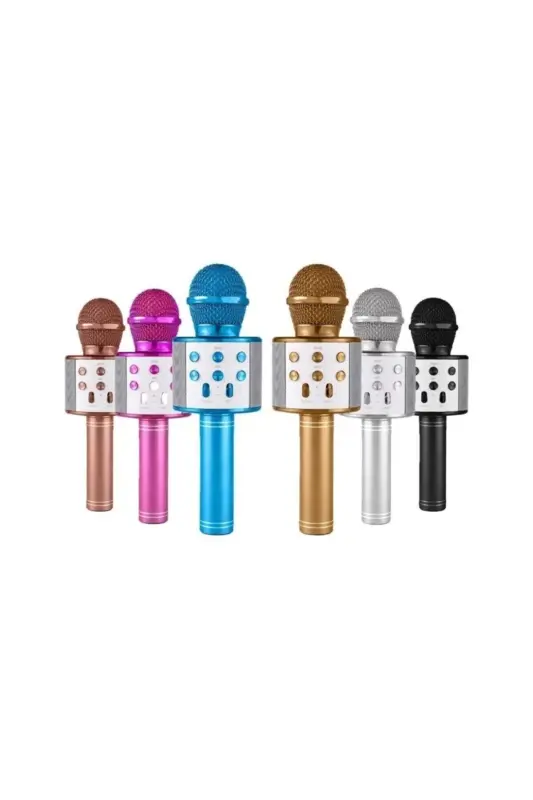 Karaoke Bluetoothlu Mikrofon-pembe,mavi ve siyah - 1