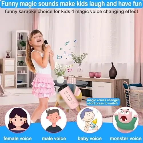 Karaoke Machine for Kids, Mini Karaoke Machine for Kids Adults, Portable Bluetooth Speaker with 1 Wireless Microphones, Christmas Birthday Toys Birthday Gifts for Girls 4, 5, 6, 7, 8+ Years Old Blue - DARKANT (1)