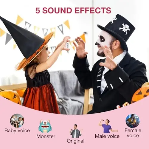Karaoke Machine for Kids, Portable Bluetooth Speaker with Wireless Microphone & LED Lights, Magic Voice Effects, for Girls Christmas Home Party (Baby Pink) - 3