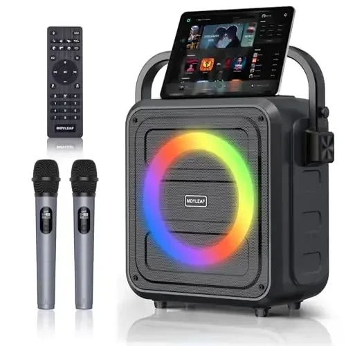 Karaoke Machine,Karaoke Machine for Adults & Kids,Portable Karaoke Speaker with 2 Wireless Microphones,PA System Supports Live/TF Card/USB/AUX//REC/TWS - 1