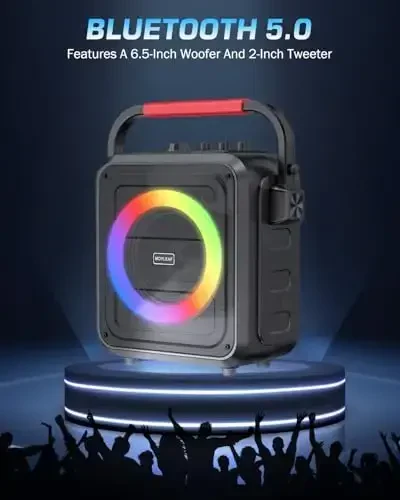 Karaoke Machine,Karaoke Machine for Adults & Kids,Portable Karaoke Speaker with 2 Wireless Microphones,PA System Supports Live/TF Card/USB/AUX//REC/TWS - 6