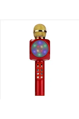 Karaoke Microphone Bluetooth Enabled Children's Microphone Karaoke Lighted Microphone 1816 Red-Red - 1