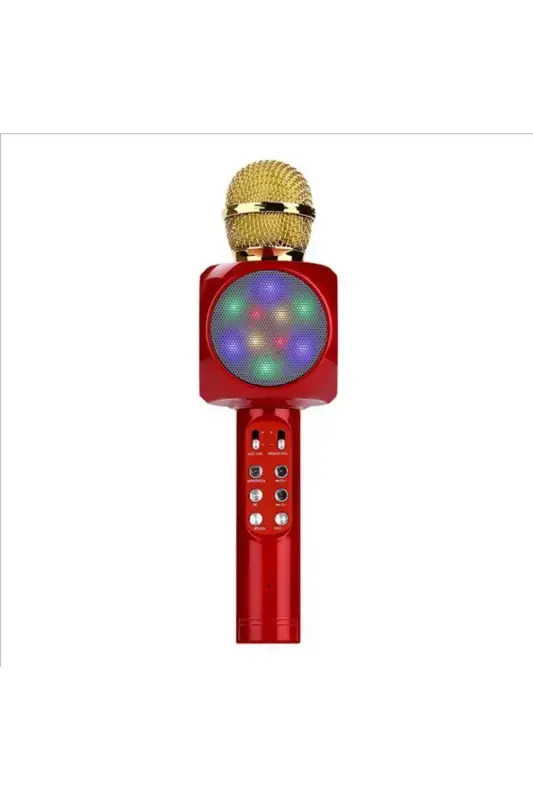 Karaoke Microphone Bluetooth Enabled Children's Microphone Karaoke Lighted Microphone 1816 Red-Red - 1