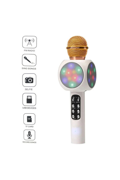 Karaoke Microphone, Bluetooth Kids Microphone, Karaoke Lighted Microphone 1816 White - 3