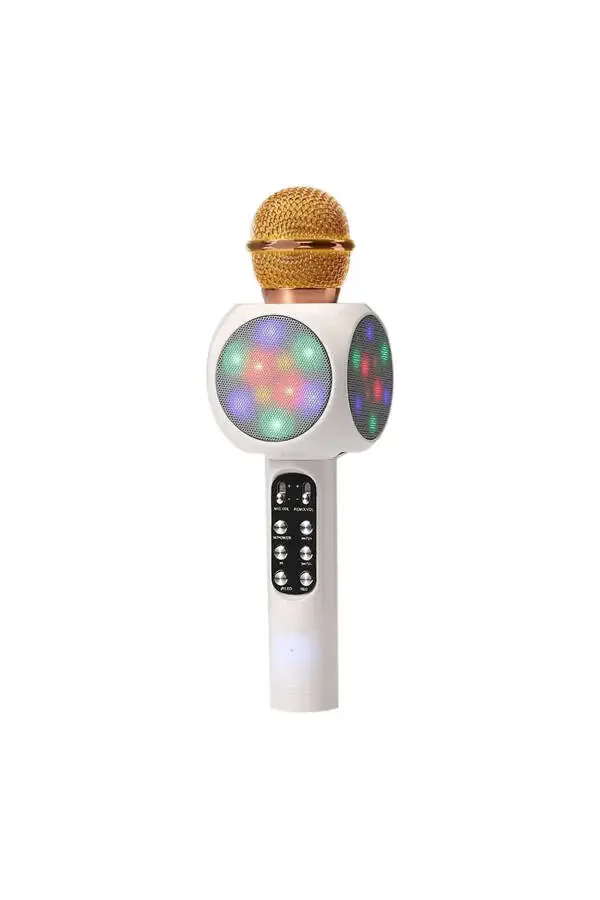 Karaoke Mikrofon , Bluetooth Özellikli Çocuk Mikrofonu Karaoke Işıklı Mikrofon 1816 Beyaz-Beyaz - 1