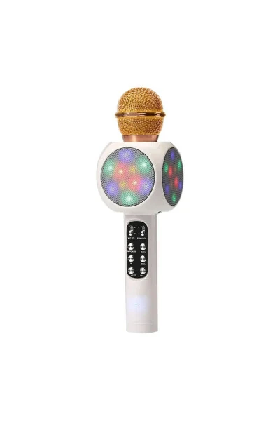 Karaoke Mikrofon , Bluetooth Özellikli Çocuk Mikrofonu Karaoke Işıklı Mikrofon 1816 Beyaz-Beyaz - 2
