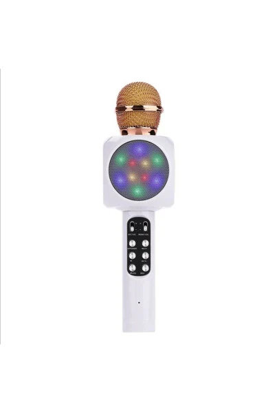 Karaoke Mikrofon , Bluetooth Özellikli Çocuk Mikrofonu Karaoke Işıklı Mikrofon 1816 Beyaz-Beyaz - 4