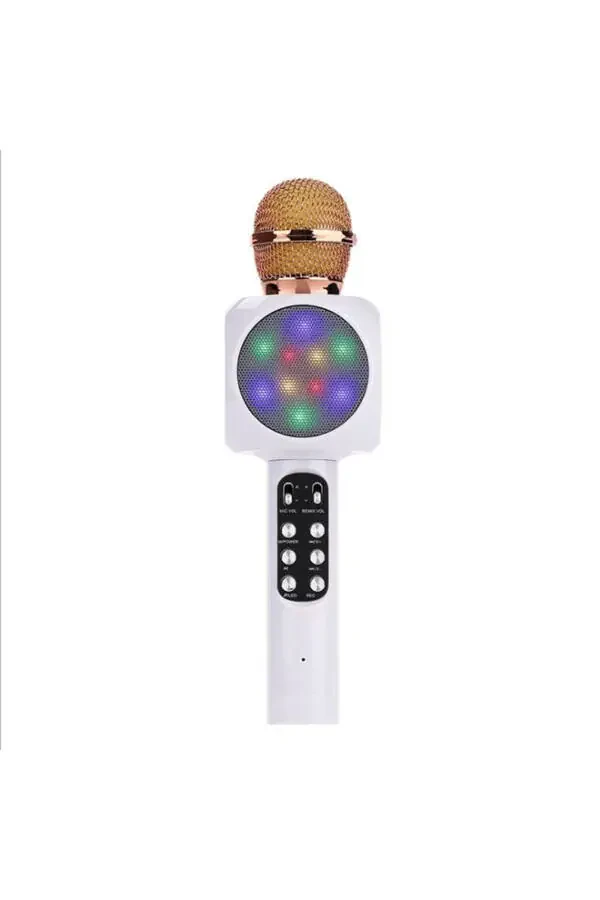 Karaoke Mikrofon , Bluetooth Özellikli Çocuk Mikrofonu Karaoke Işıklı Mikrofon 1816 Beyaz-Beyaz - 4