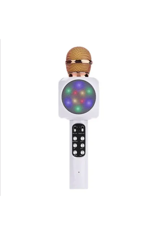 Karaoke Mikrofon , Bluetooth Özellikli Çocuk Mikrofonu Karaoke Işıklı Mikrofon 1816 Beyaz - Beyaz - 4