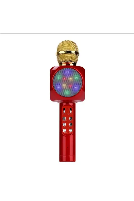 Karaoke Mikrofon Bluetooth Xususiyatli Bolalar Mikrofoni Karaoke Chiroqli Mikrofon 1816 Qizil-Qizil - EVERVOX