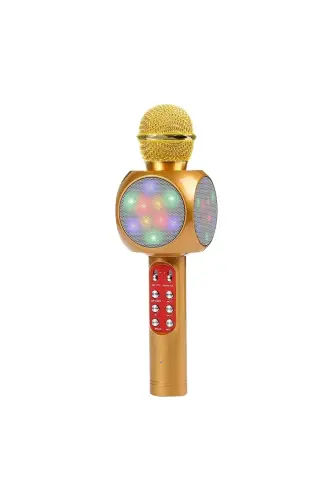 Karaoke Mikrofon, Bluetooth Xususiyatli Bolalar Mikrofonu Karaoke Chiroqli Mikrofon 1816 Gold - Sariq - 1