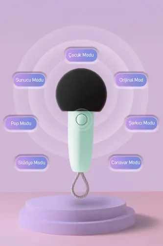 Караоке-микрофон Fairy-ok, FM-радио, Bluetooth-колонка, зелёный. - 4