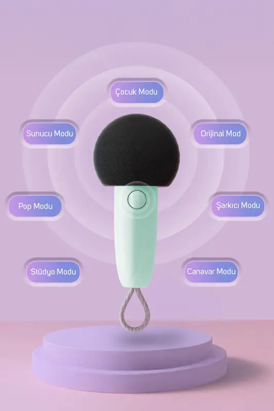 Караоке-микрофон Fairy-ok, FM-радио, Bluetooth-колонка, зелёный. - 4